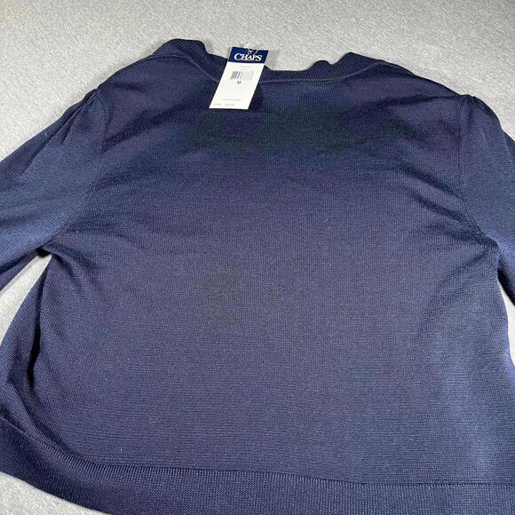 NWT Chaps Womans Cropped Medium Sweater Navy Blue Cardigan Medium $59 Retail - Picture 9 of 9